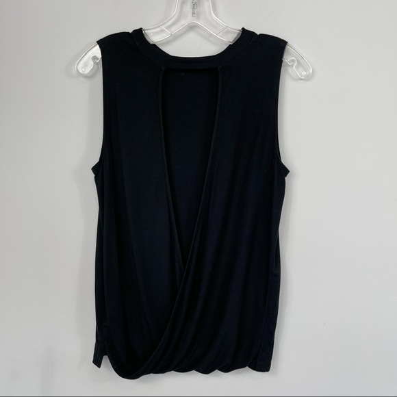 Aritzia Babaton gervasio t-shirt black open cut out drape cross back muscle top - Picture 6 of 16